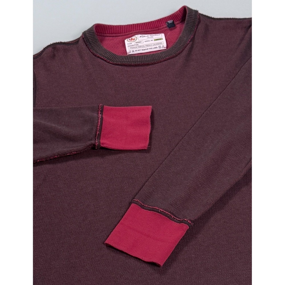 Robert Graham Jeans Mens Crewneck Pullover Shirt Brown With Red Trim - Large